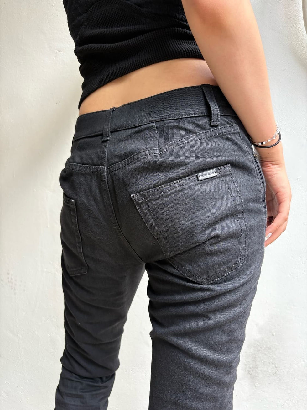 섬네일: Saint Laurent all black straight denim pant