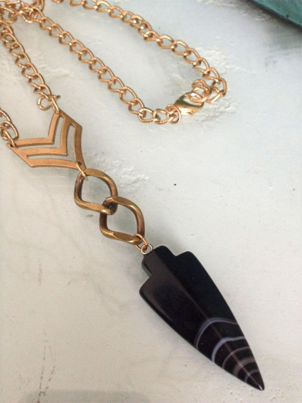 Artist Bohemian Handmade ARROWHEAD CHEVRON Pendant Chain NECKLACE