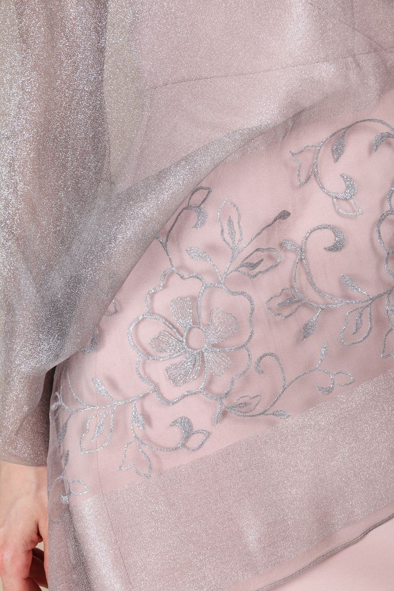 Thumbnail: Grey Sparkle Scarf Metallic Floral Embroidery Design