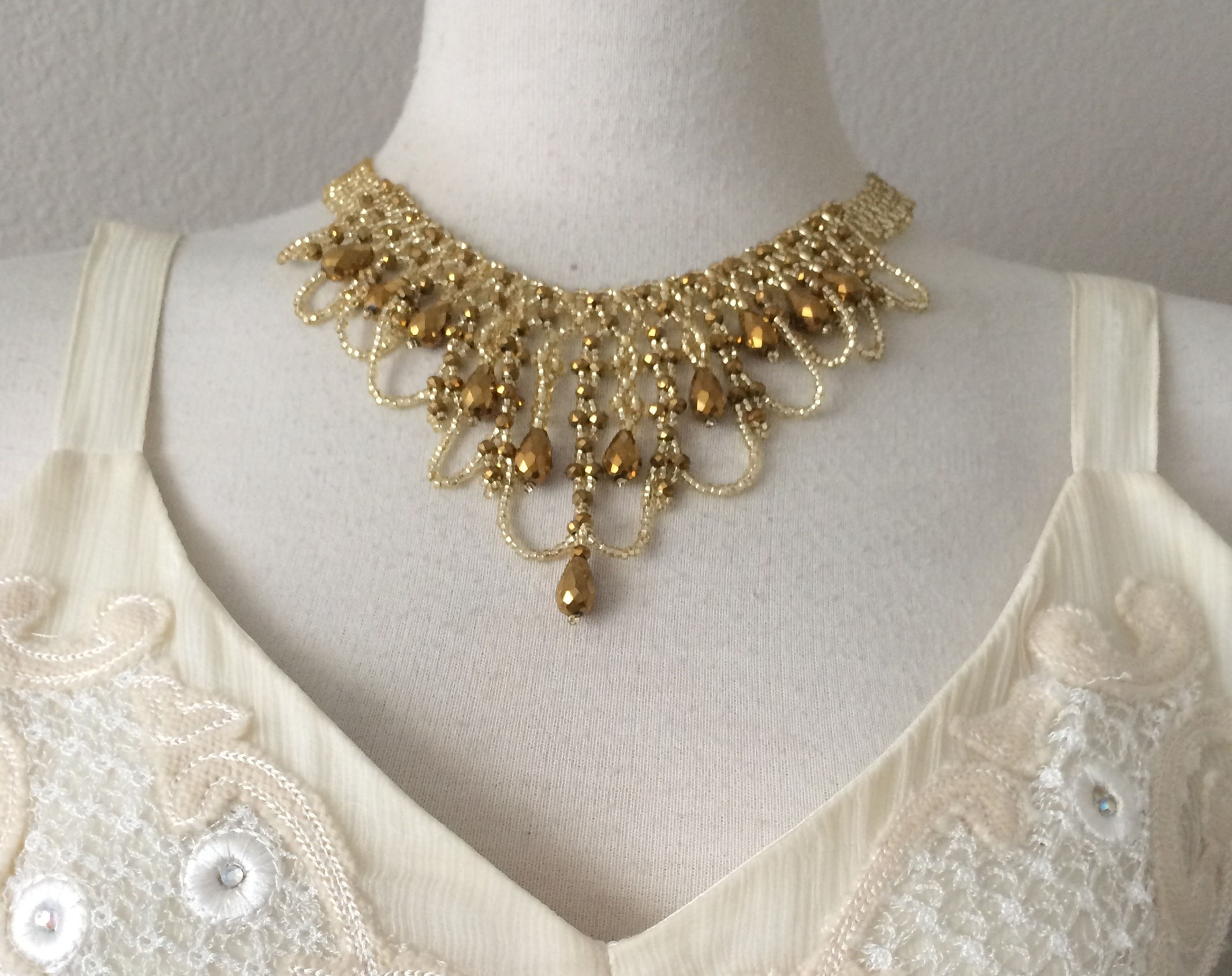 20" Chandelier Necklace - Iridescent Gold