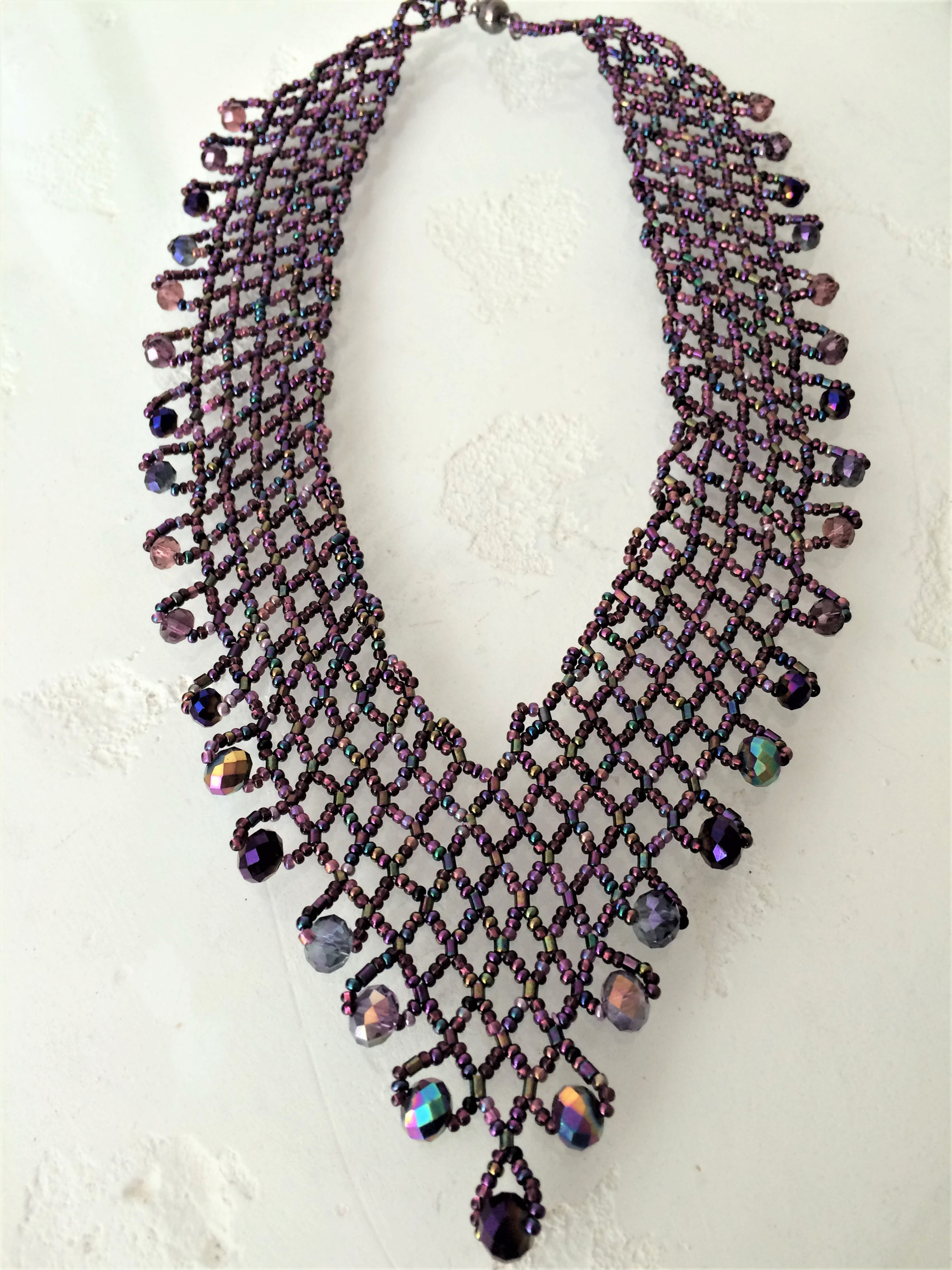 20" "V" Bib Necklace - Iridescent Purple