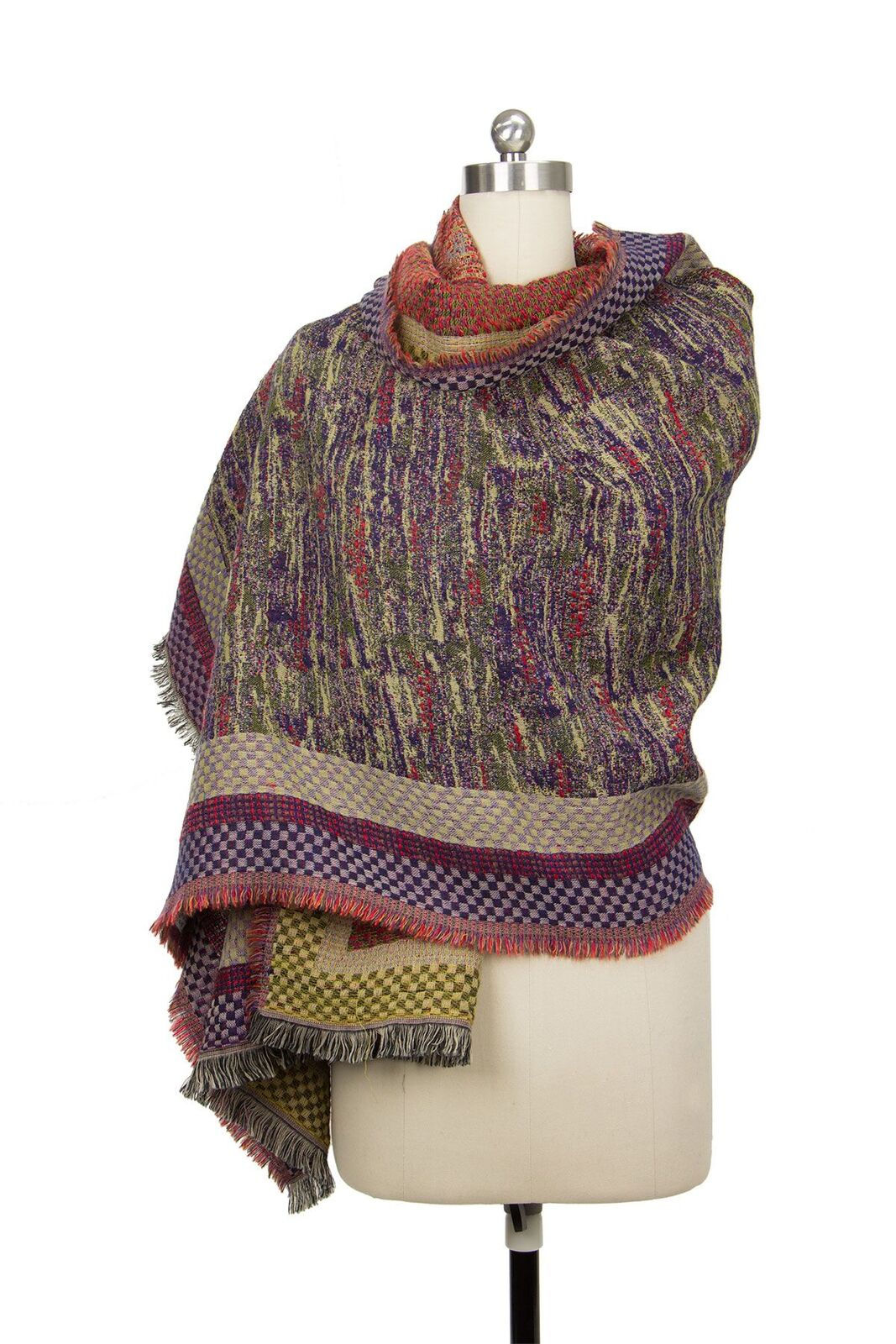 Artist Handcrafted Woven Reversible SCARF Shawl Multi-Color