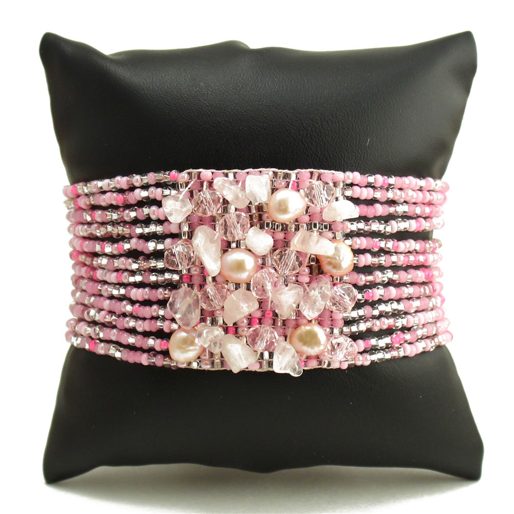 Pink, Silver Gem Cluster Bracelet