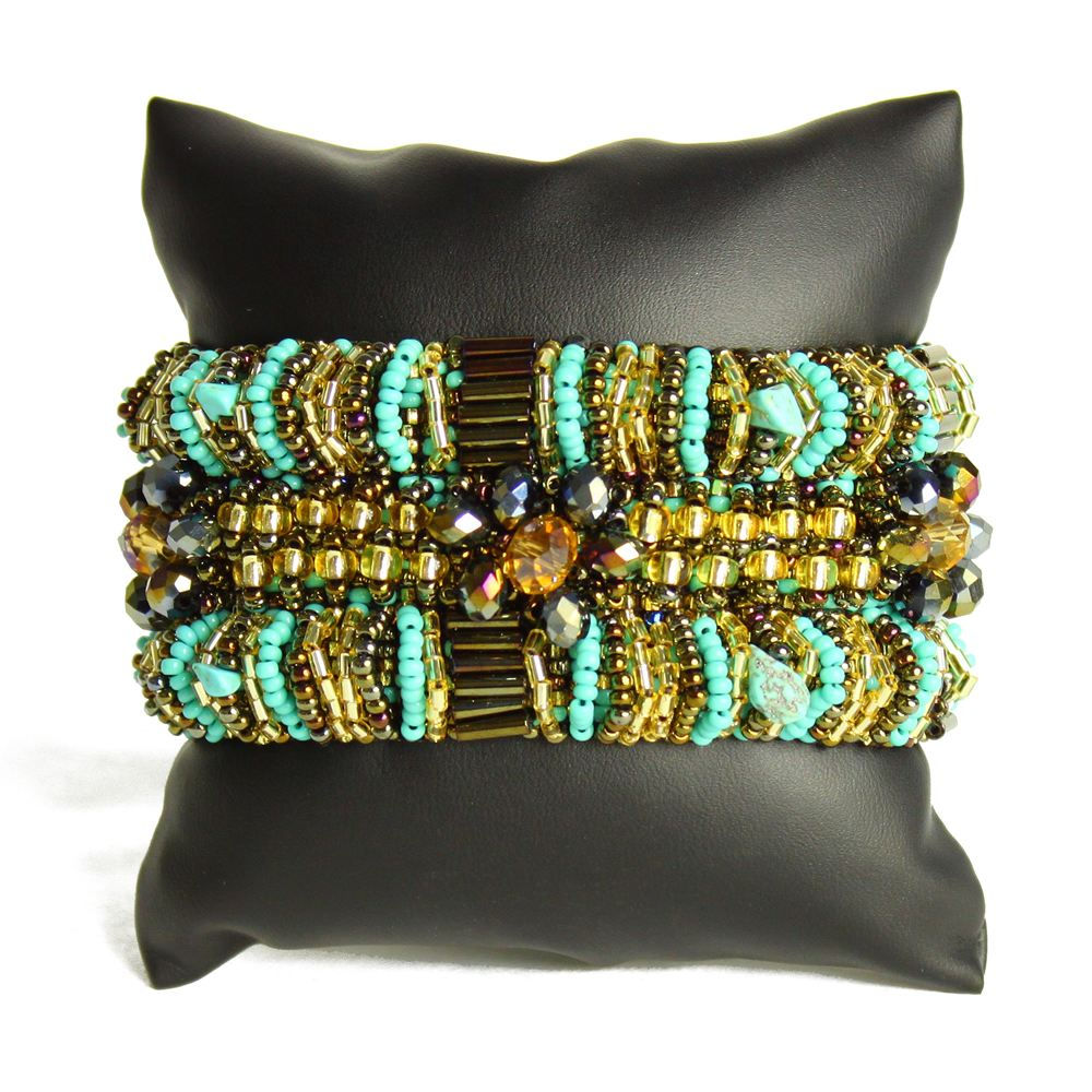 Bugle Bead Bracelet - Turquoise & Gold