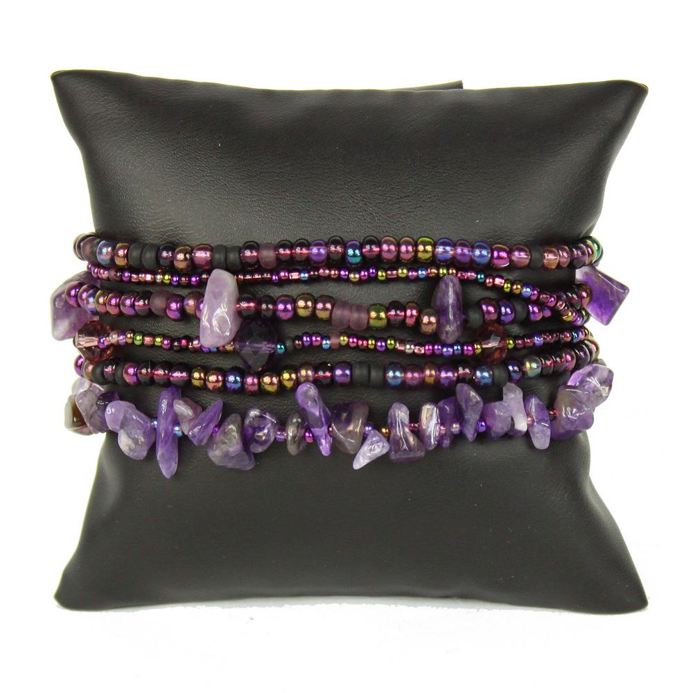 Shades of Purple Funky 6 Strand Bracelet