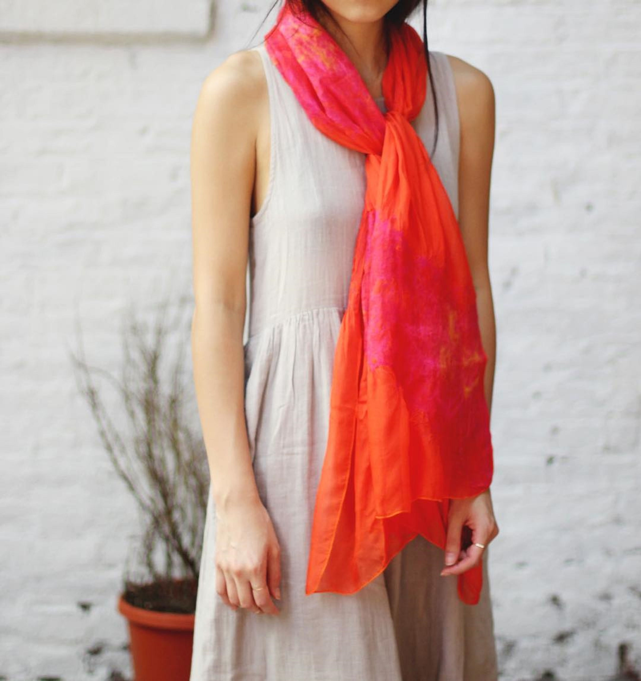 Artist Handmade Silk Wool "Romantic Puerta Vallarta" Scarf/Wrap