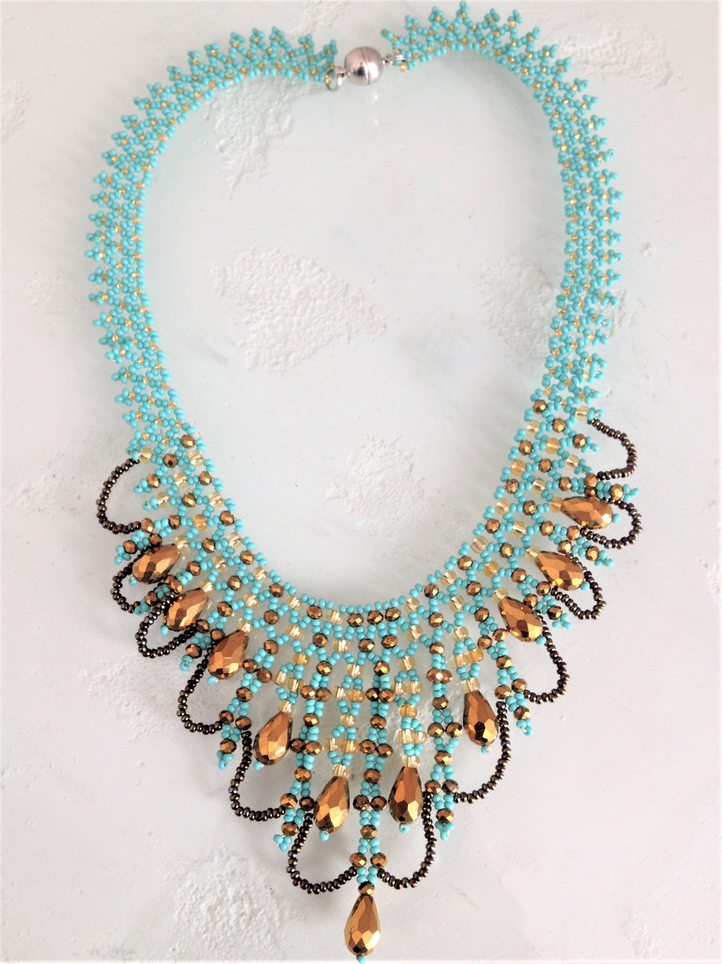 20" Chandelier Necklace - Turquoise & Gold