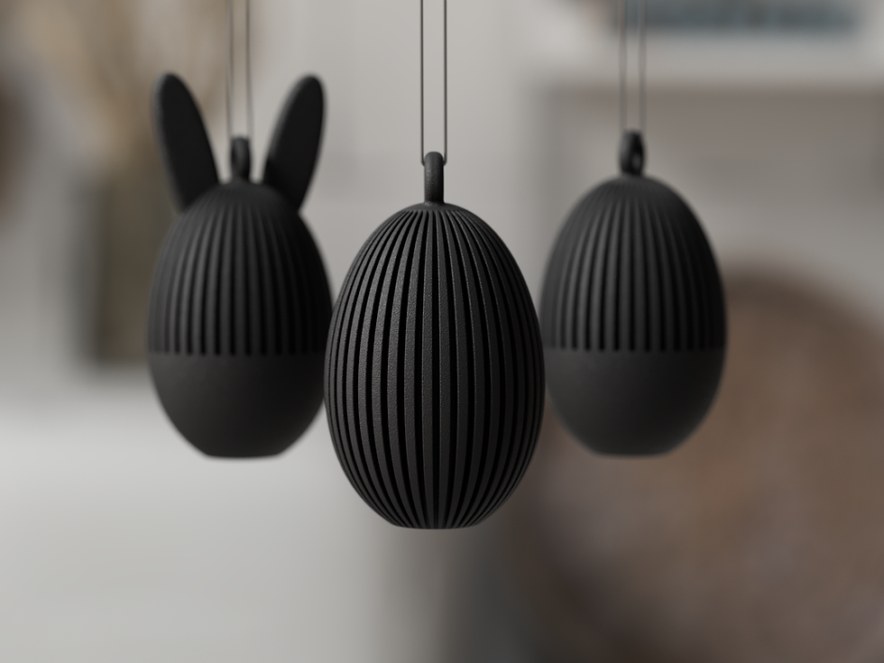 Miniaturbild: 3er set Eier schwarz