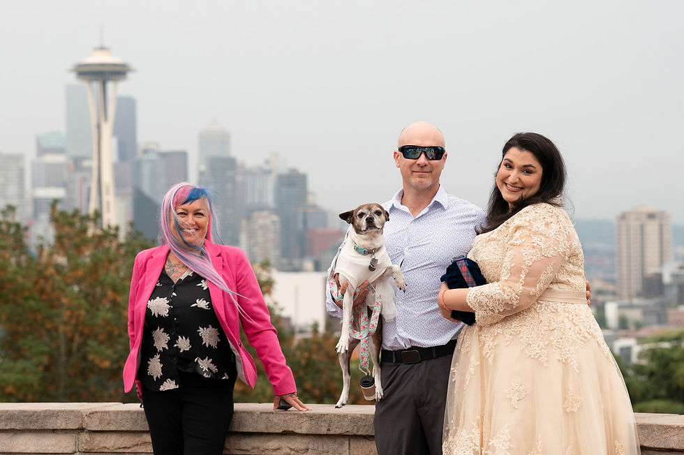 Bronwen (Shotgun ceremonies owner) marries a couple in Seattle's Kerry Park.