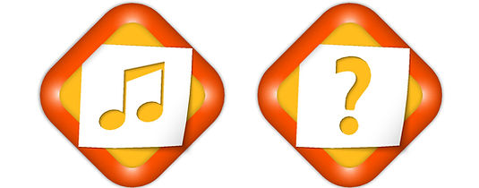 musical notes and question mark