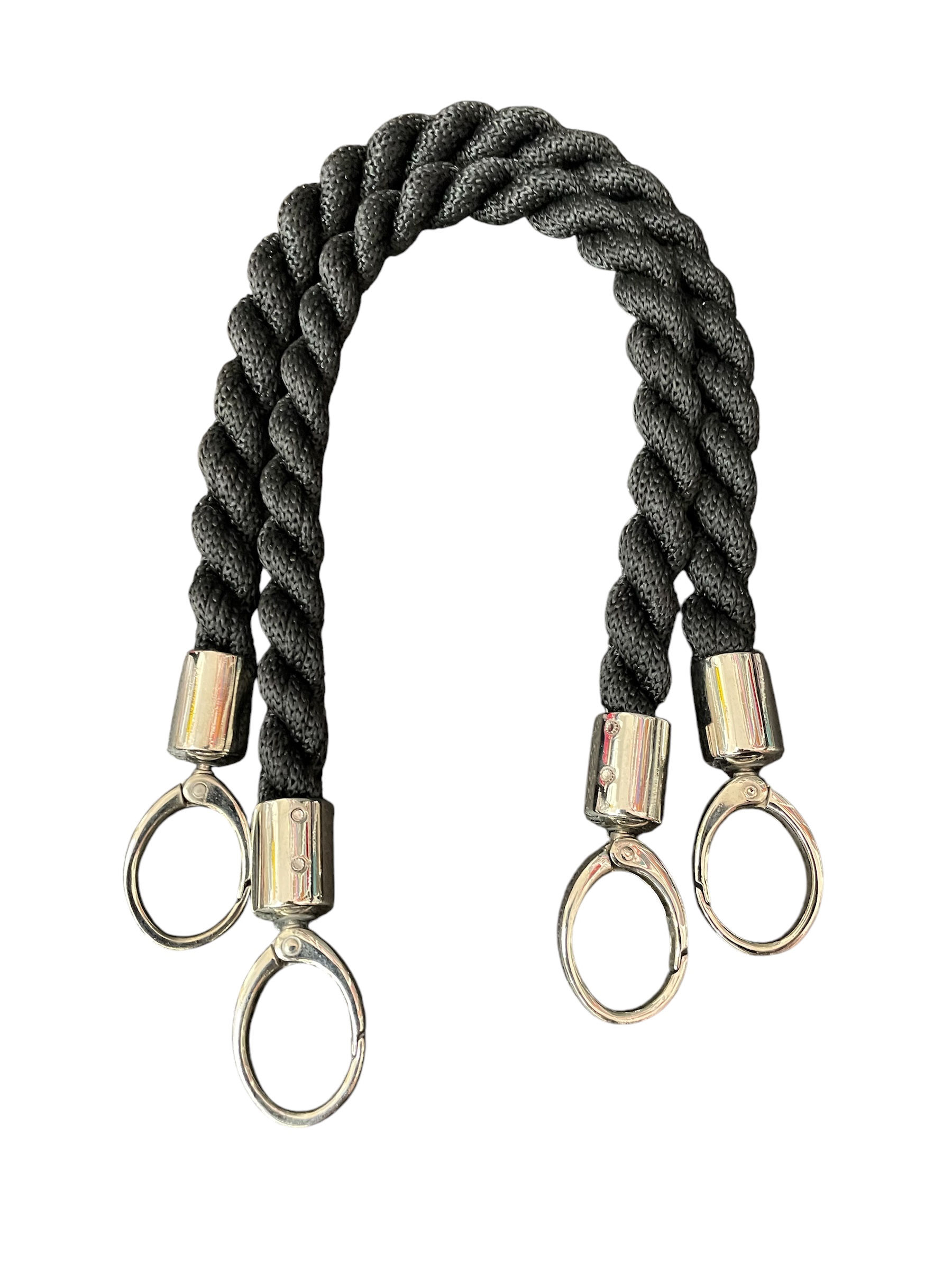 COPPIA DI MANICI NERI CM 47 ANELLI ARGENTO COMPRESI