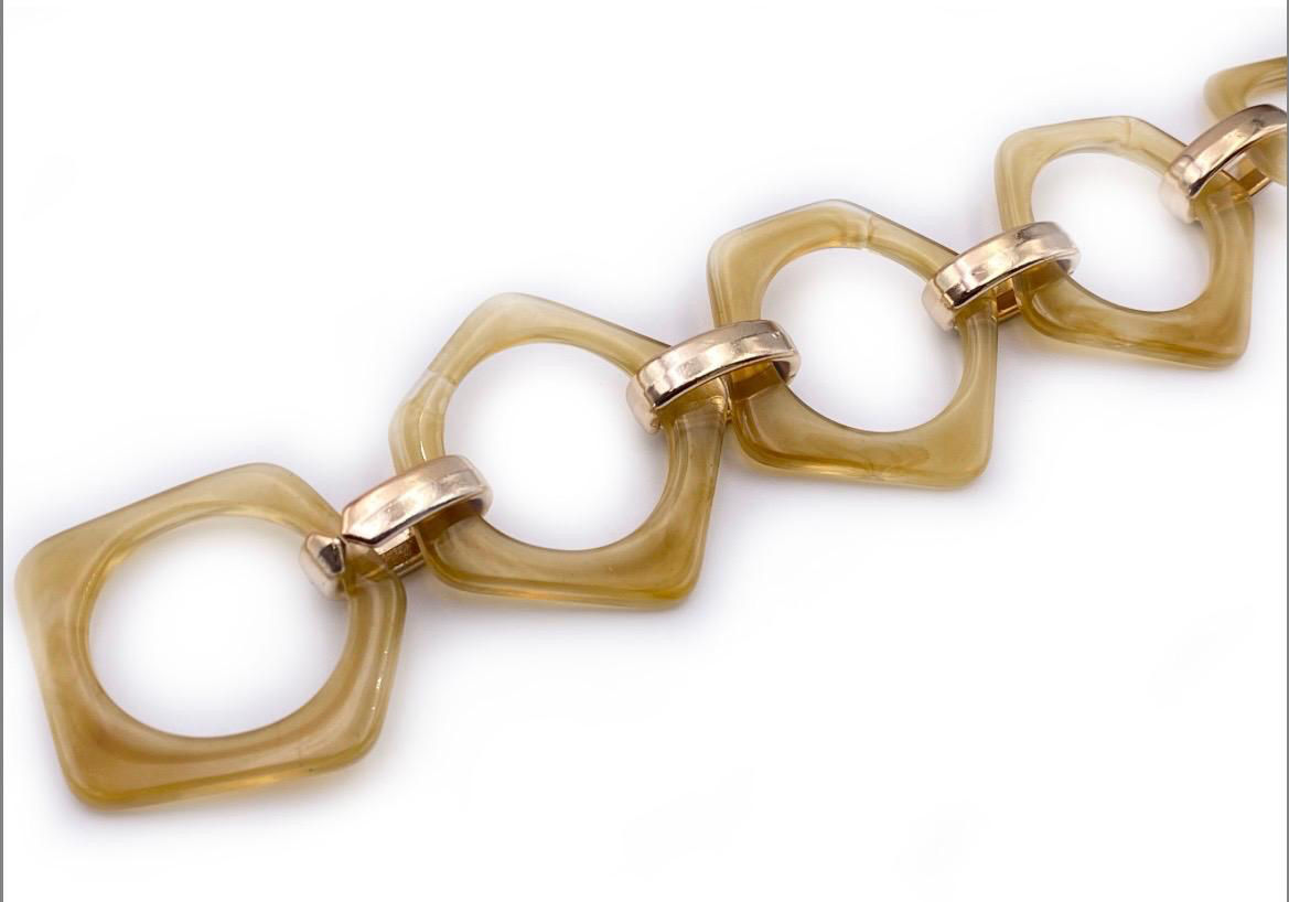 CATENA IN RESINA BEIGE CON INSERTI ORO - 1 m 