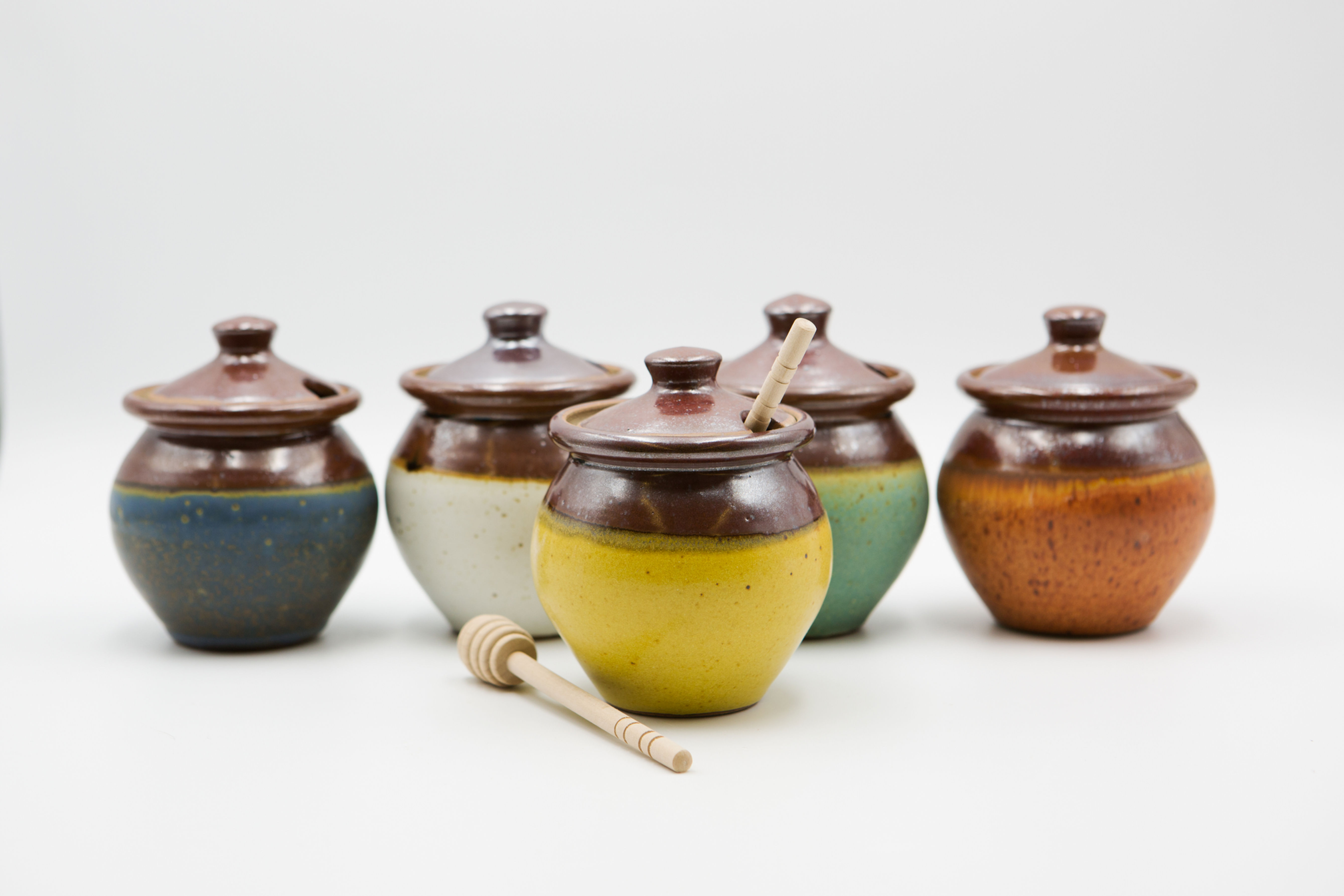 Honey Pot with Wooden Dipper