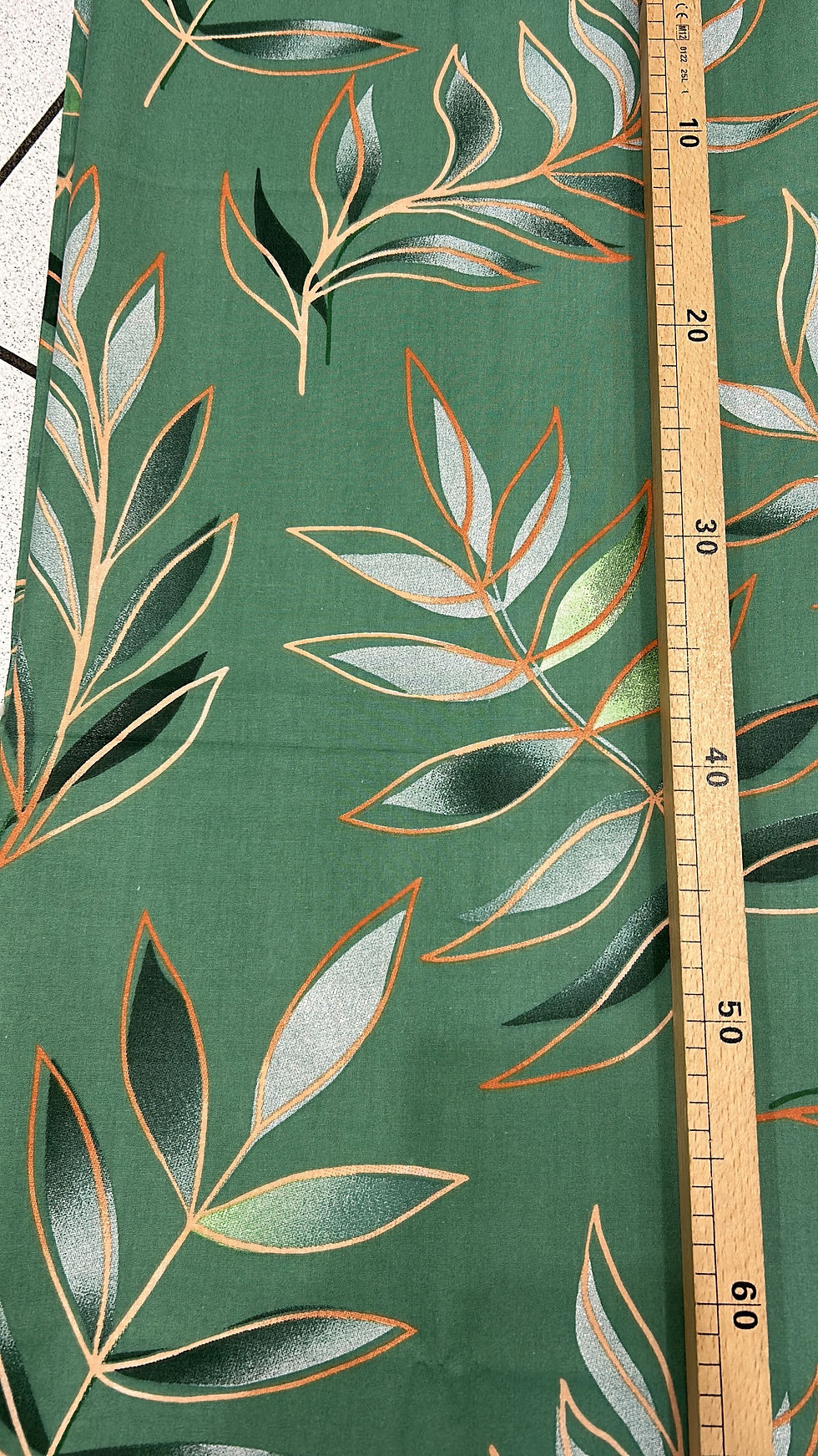 Cotone 220x1m foglie su verde