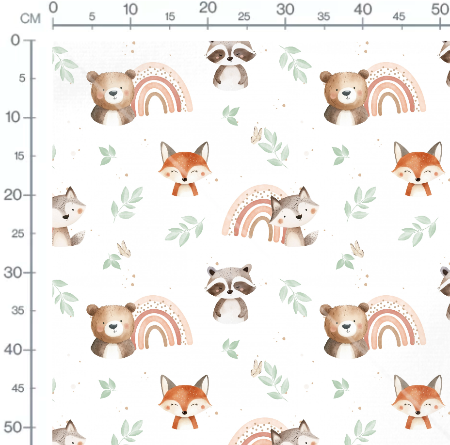 Cotone volpe amici arcobaleno