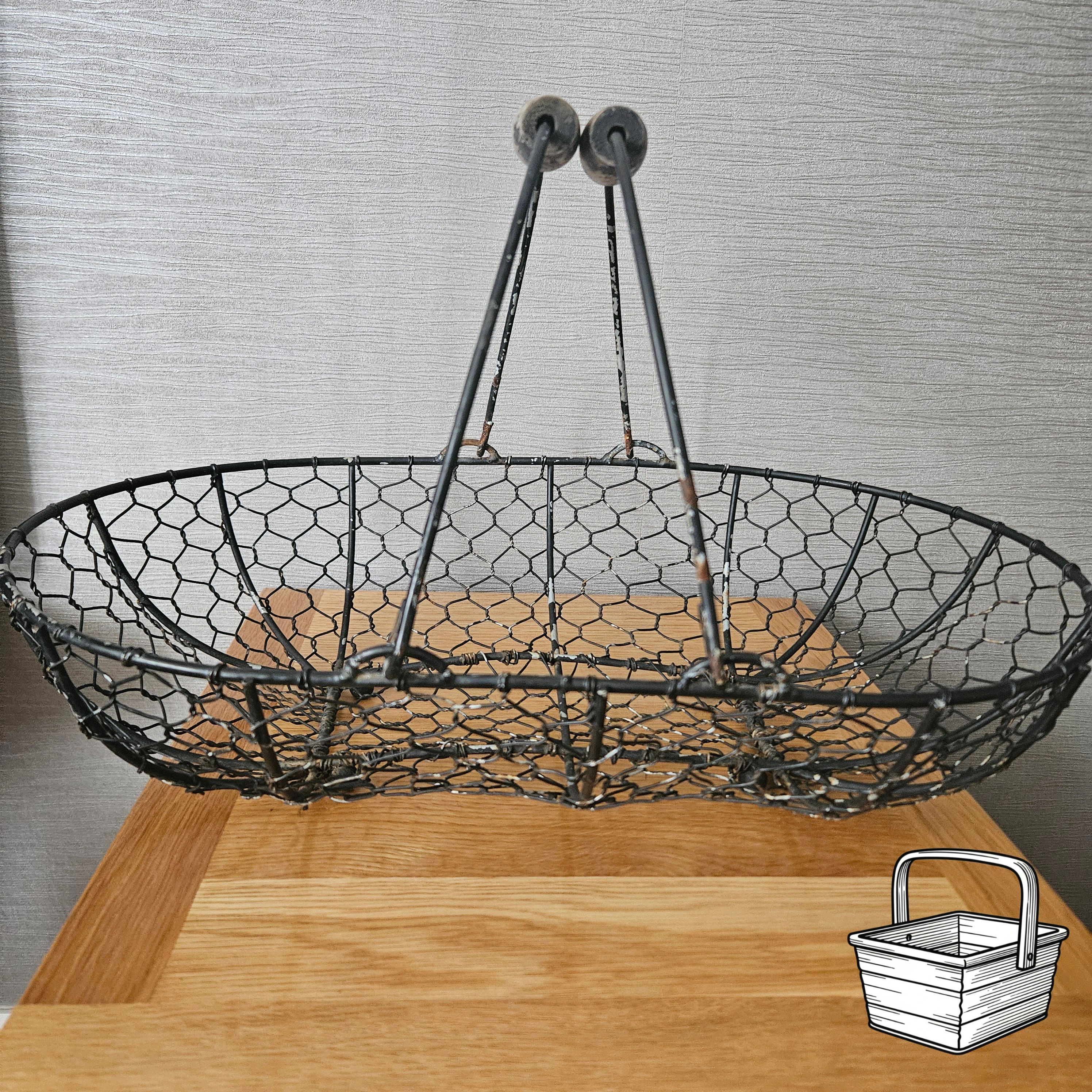 Mid Century Shallow French Wire Trug