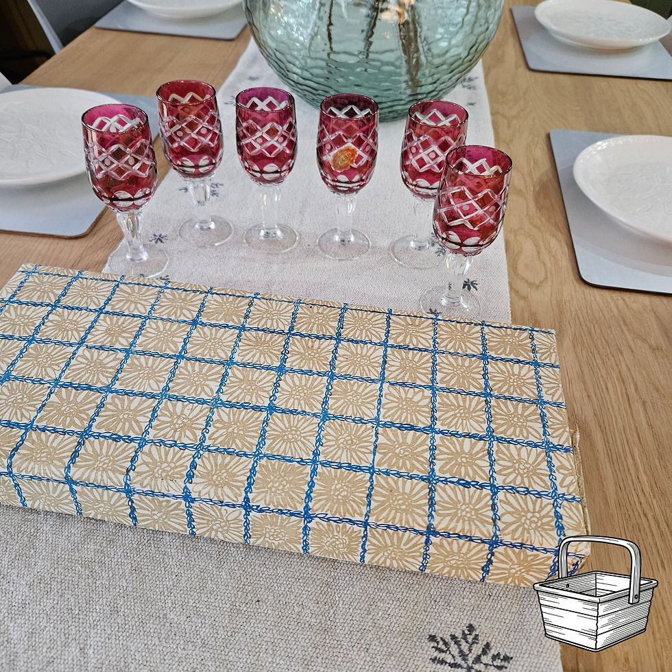 Thumbnail: 6 Vintage Italian Crystal Cranberry Glasses