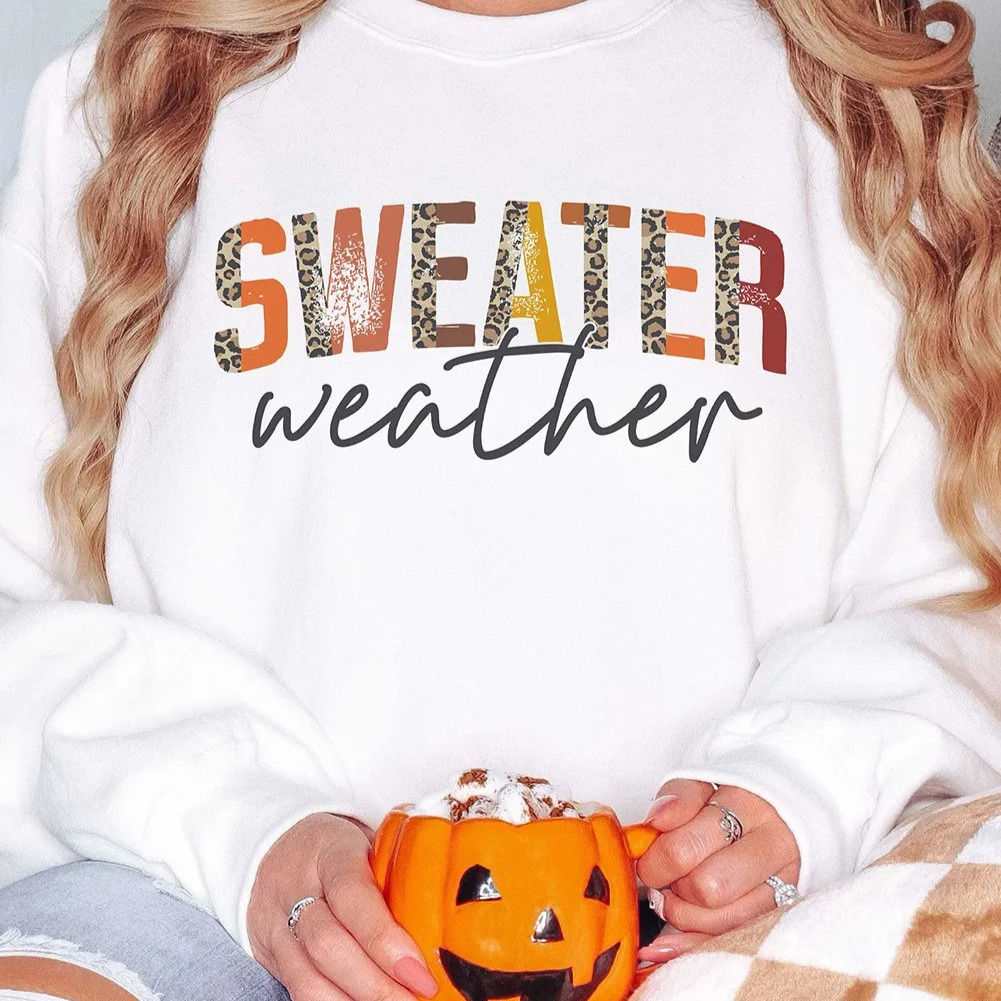 White Sweater Weather Vibrant Monogram Sweatshirt