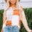 Thumbnail: Orange Stripe Color Block Splicing Long Sleeve Henley Top