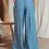 Thumbnail: Solid Color Drawstring Knot Wide Leg Trousers