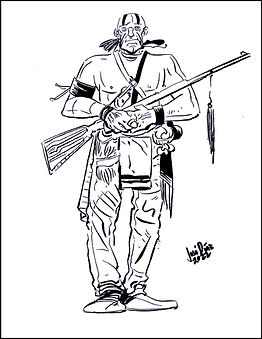 cartoon china ink drawing of a North American indian