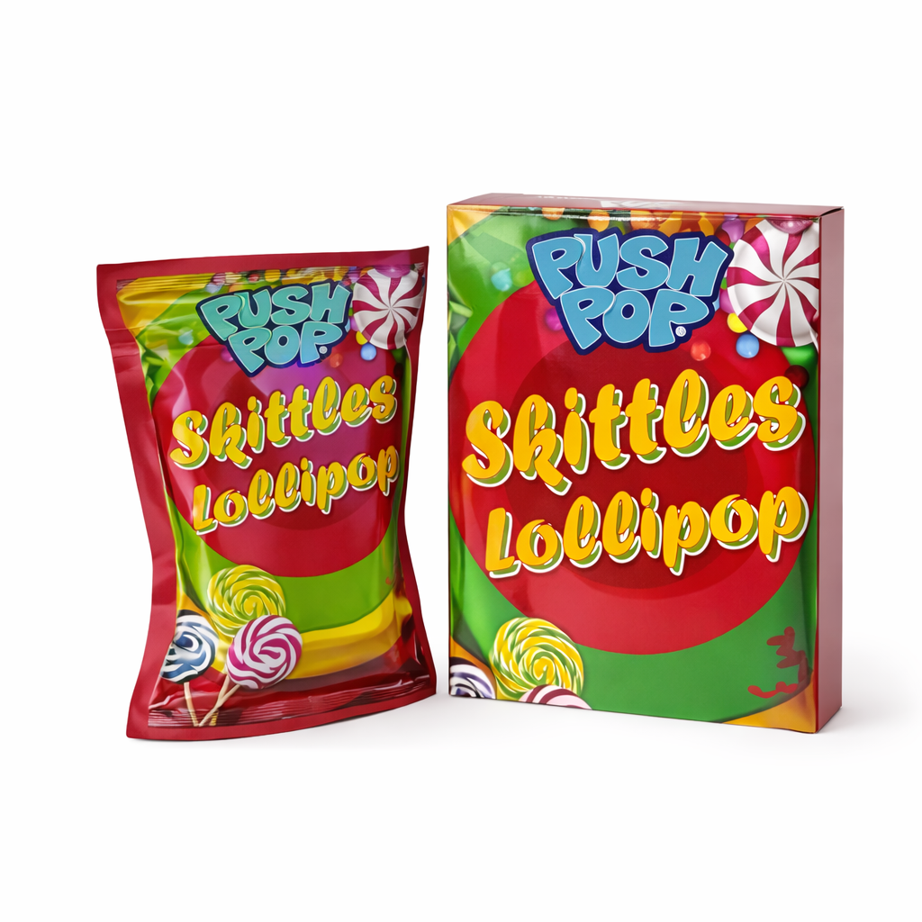 Push Pop Skittles lollipop