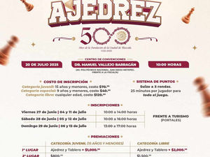 AYUNTAMIENTO DE TLAXCALA INVITA AL MAGNO TORNEO DE AJEDREZ EN EL MARCO DE LOS 500 AÑOS DE LA FUNDACIÓN DE LA CIUDAD