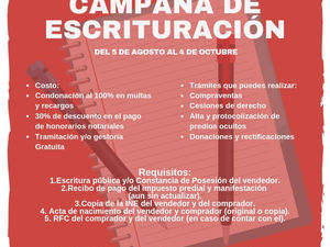 H. AYUNTAMIENTO IXTENCO CONVOCA A TODO INTERESADO PARTICIPAR EN CAMPAÑA REGULARIZACIÓN DE ESCRITURAS
