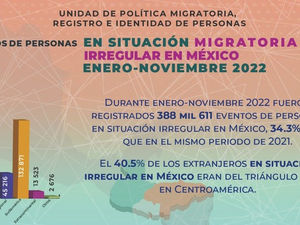 UPMRIP:”DE ENERO A NOVIEMBRE INCREMENTÓ 34.3% SITUACIÓN IRREGULAR DE PERSONAS EN MÉXICO”