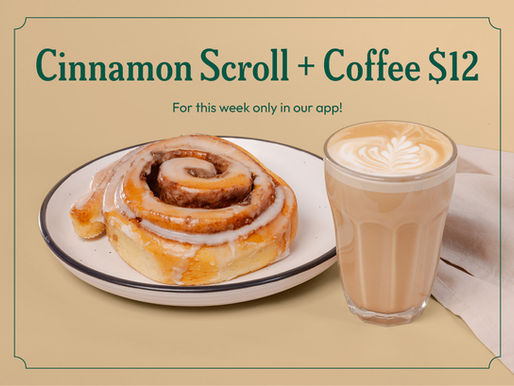 CINNAMON SCROLL + COFFEE only $12