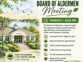 Board of Aldermen Meeting Reminder, 5-18-2026