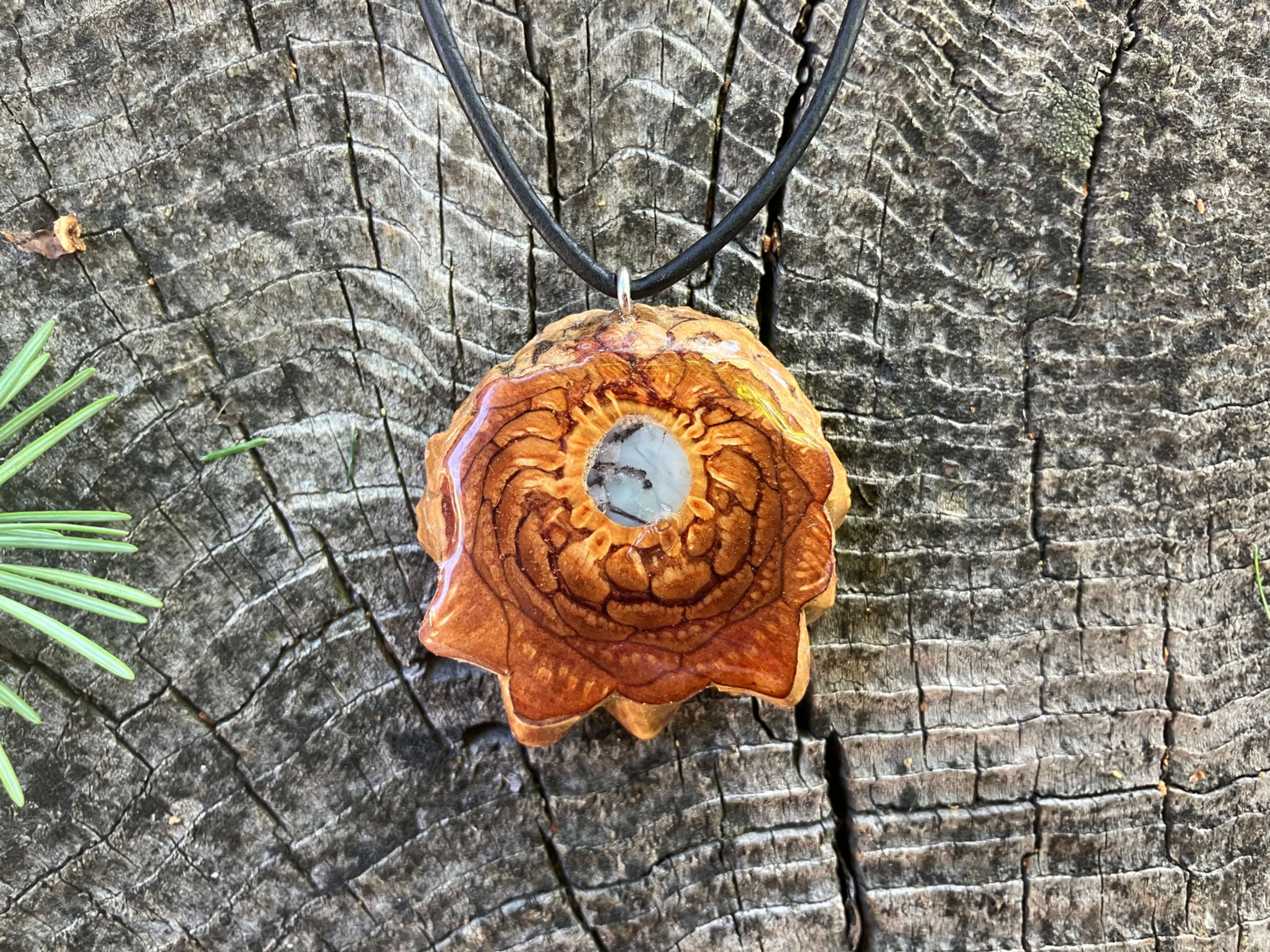 Handmade Mt. Shasta Opal Pinecone Necklace