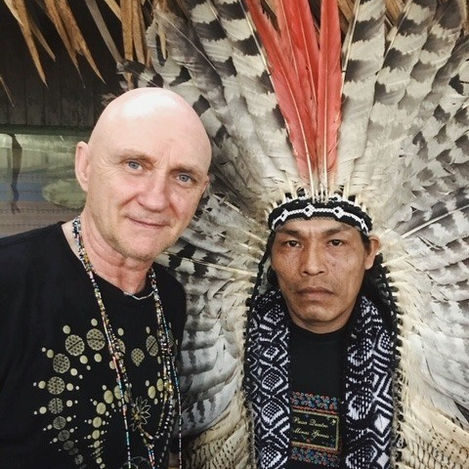 Alan Waugh and Bire after an Ayahuasca ceremony.