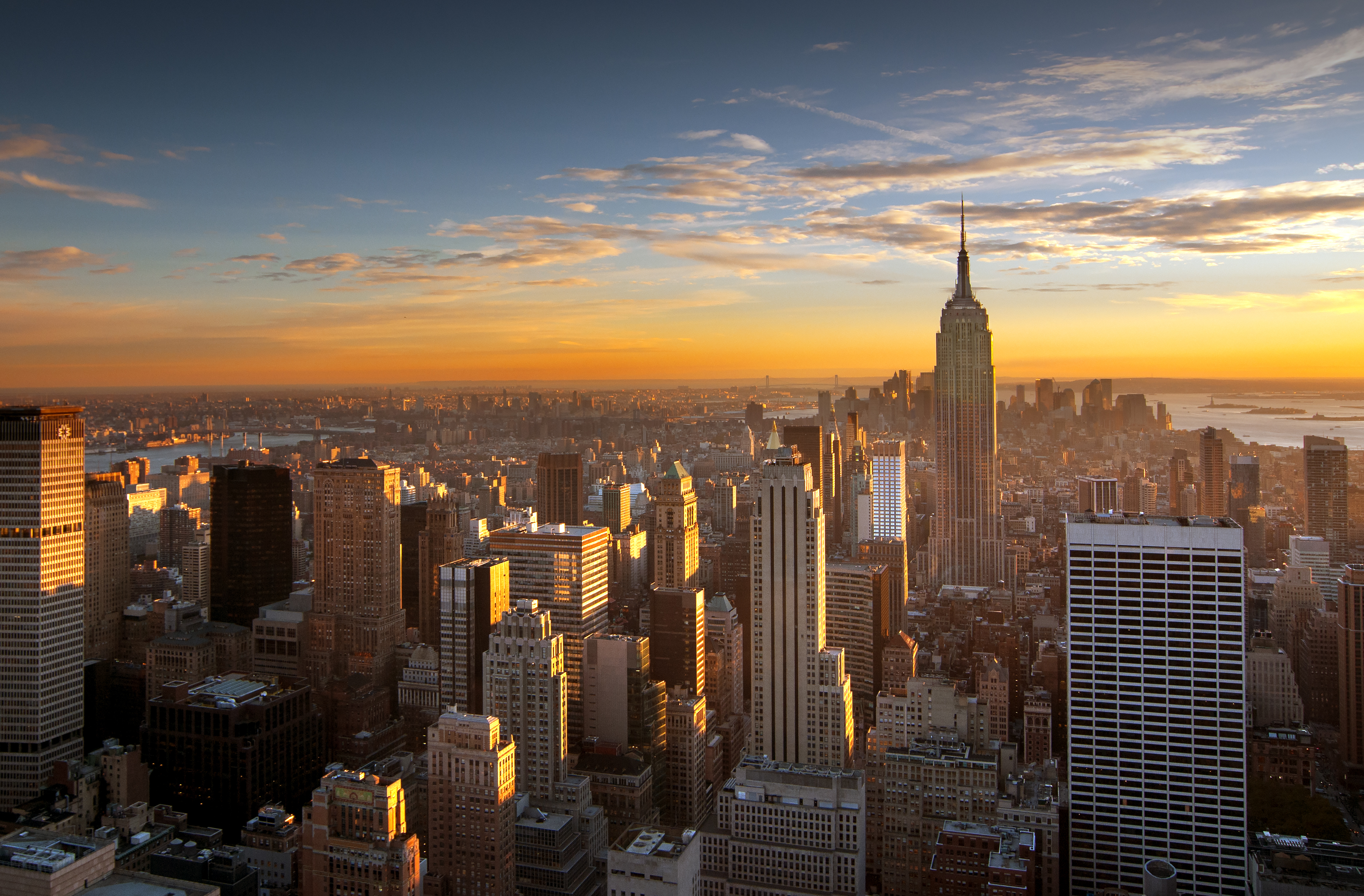 Por do sol sobre New York City