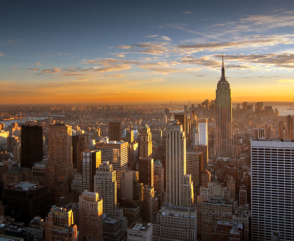 sunset over Manhattan in New York City