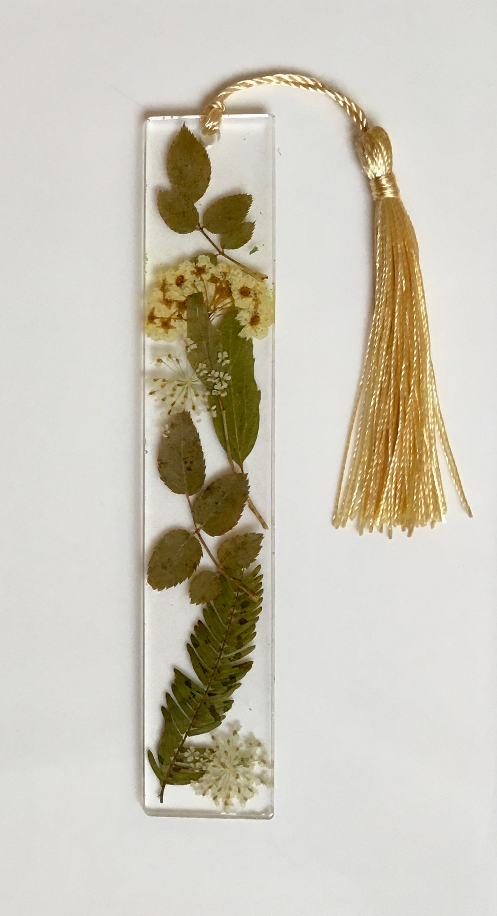 Greenery Large Bookmark with Beige Tassel