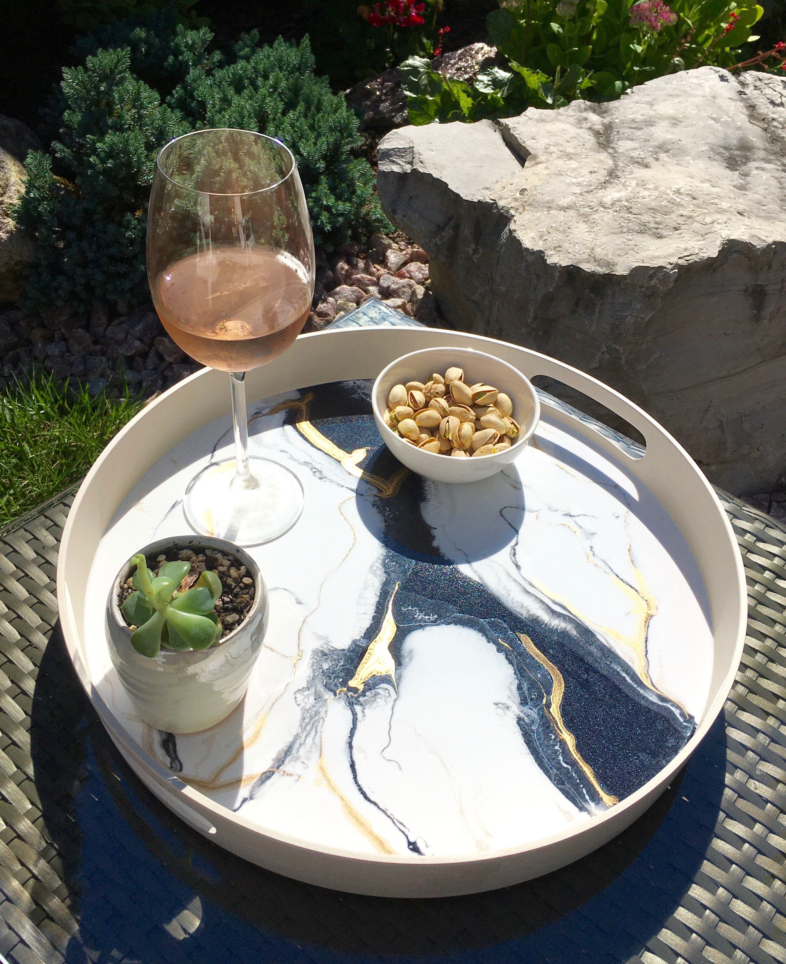 Black & White Marble Serving Tray