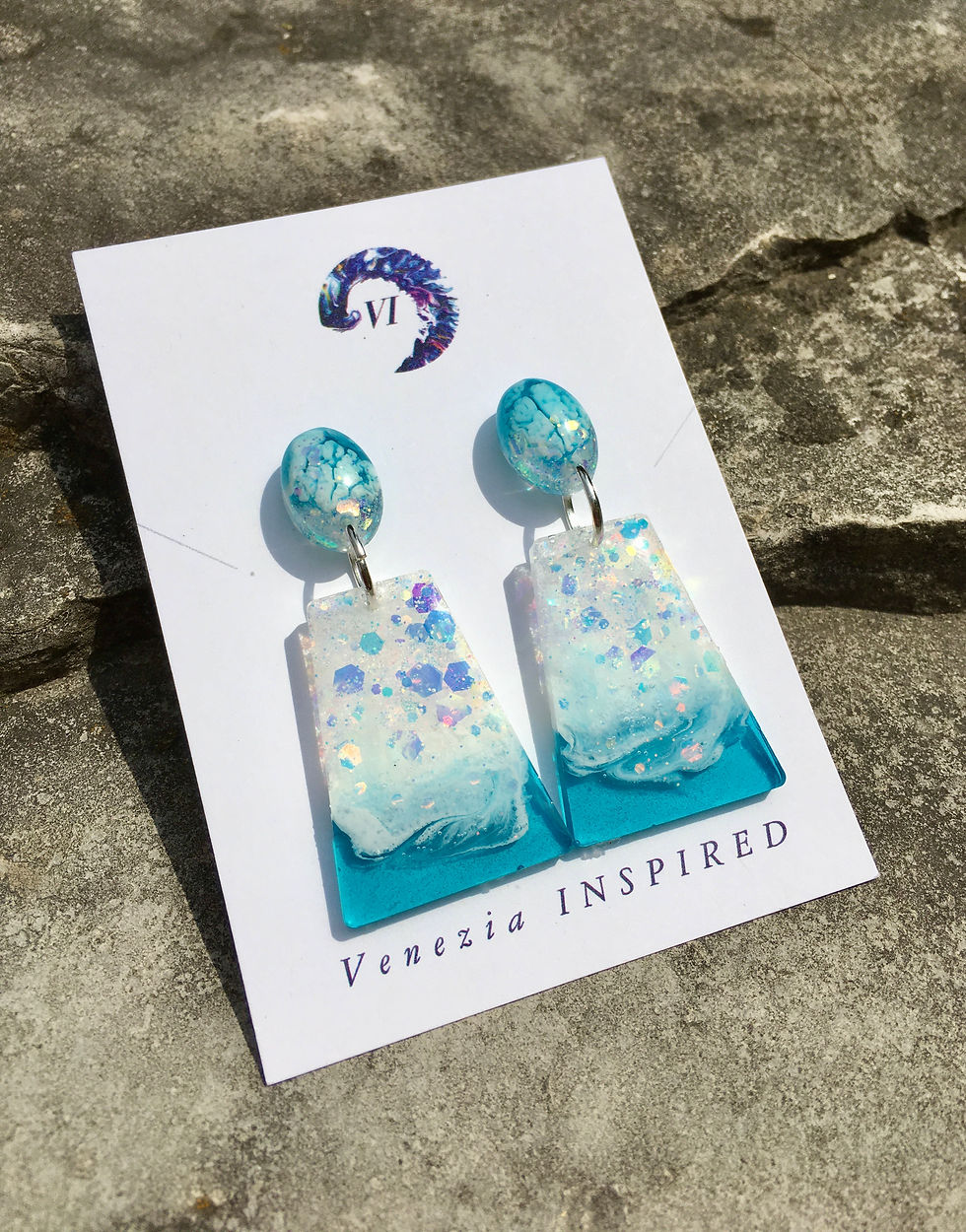 Thumbnail: Oceanwave Chunky Opal Glitter Statement Earrings