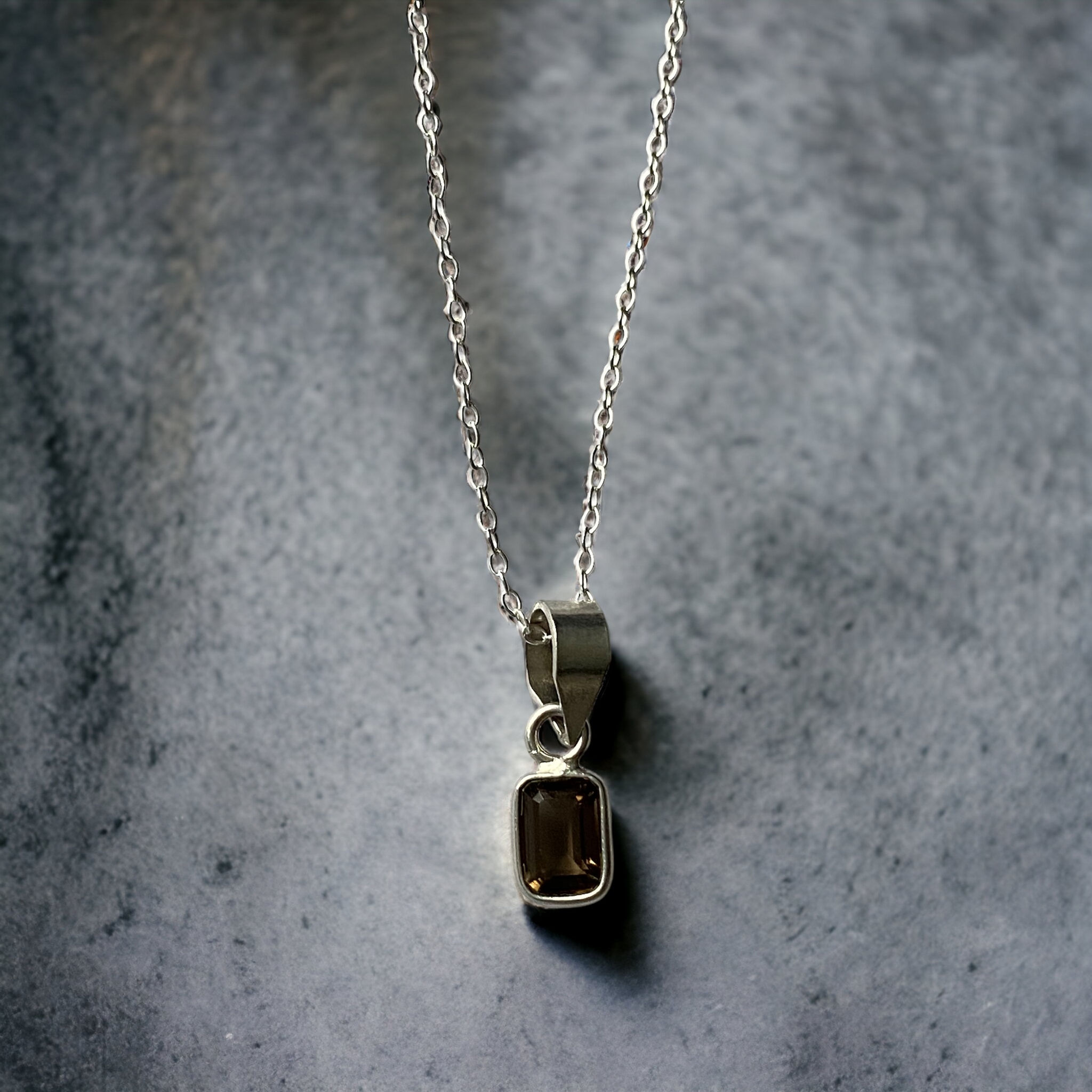 Vintage Sterling Silver Necklace with Smoky Quartz