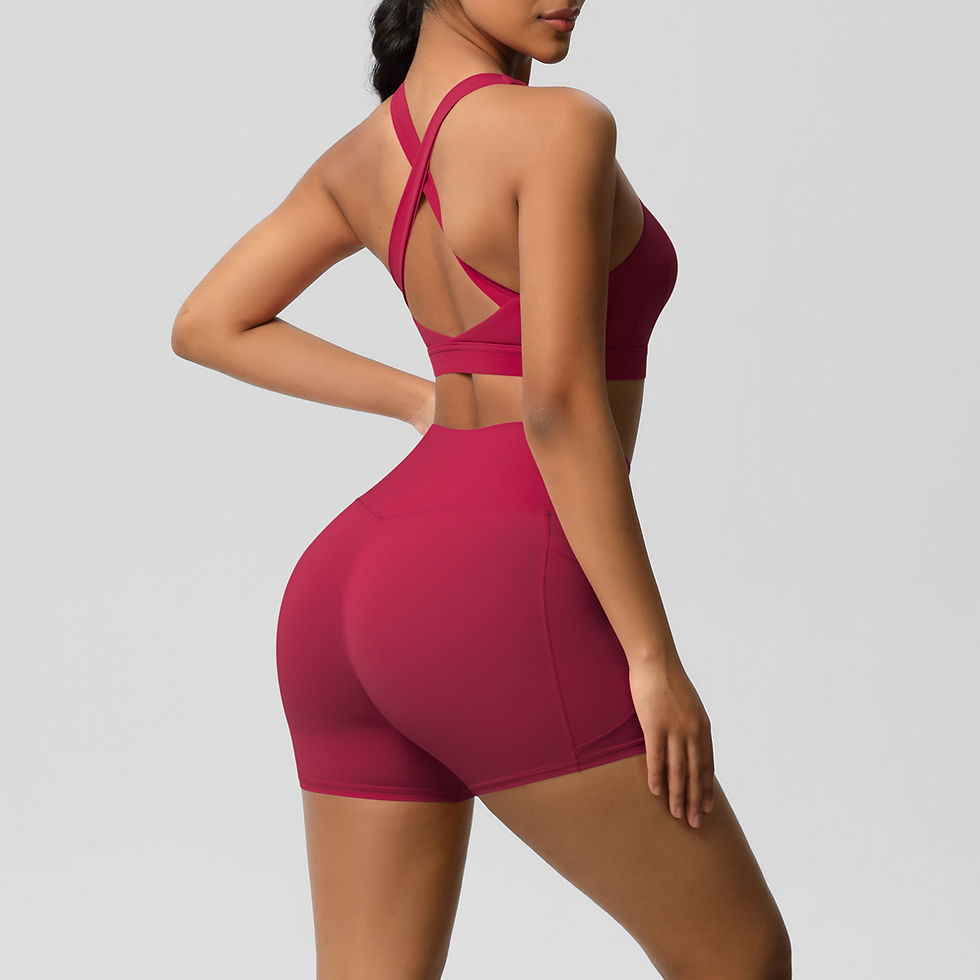 Miniatura: Women’s 2-Piece Activewear Set – High Waisted Gym Shorts with Pockets & Supporti