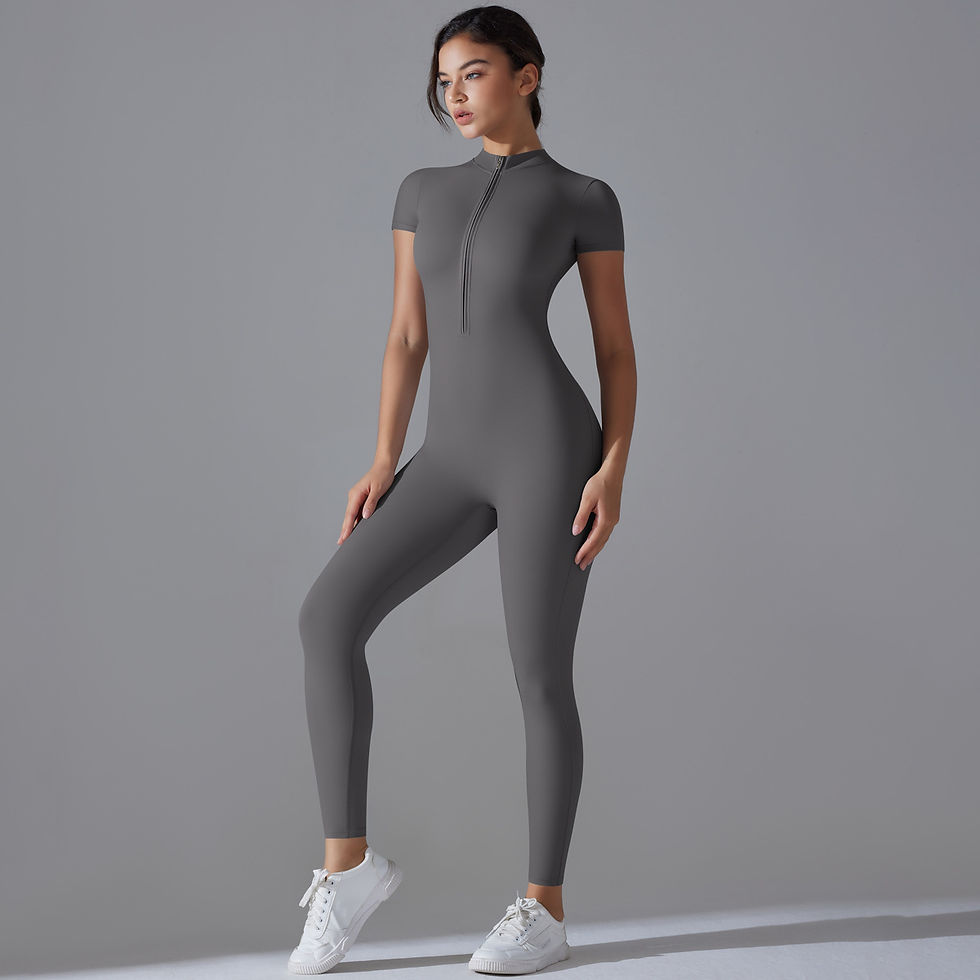 Miniatura: Women’s Sculpting Activewear Jumpsuit – Seamless Zip-Up Fitness Bodysuit with Sh