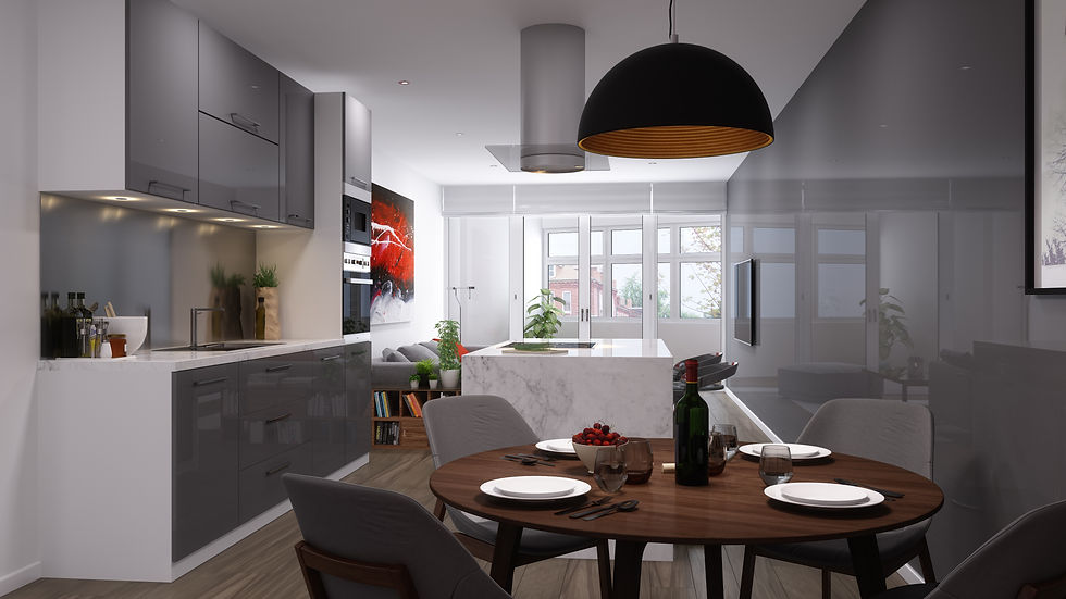 Open plan kitchen lounge