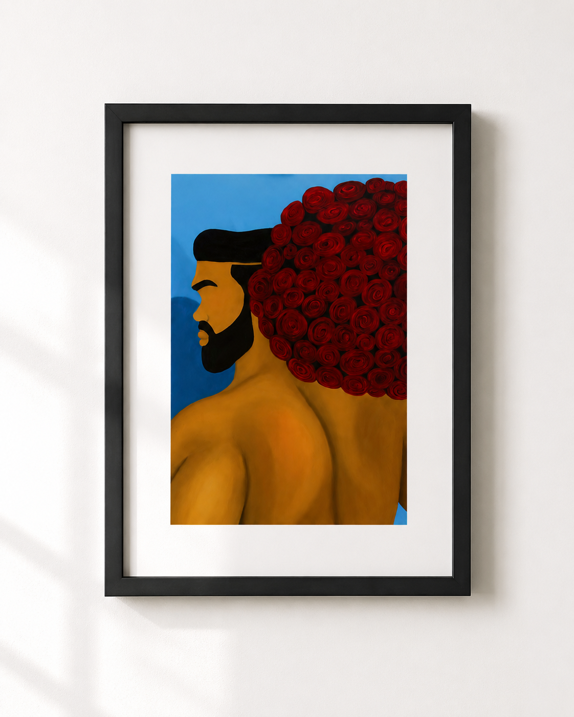 A Man in Bloom - Black Art Print | Romantic Floral Portrait
