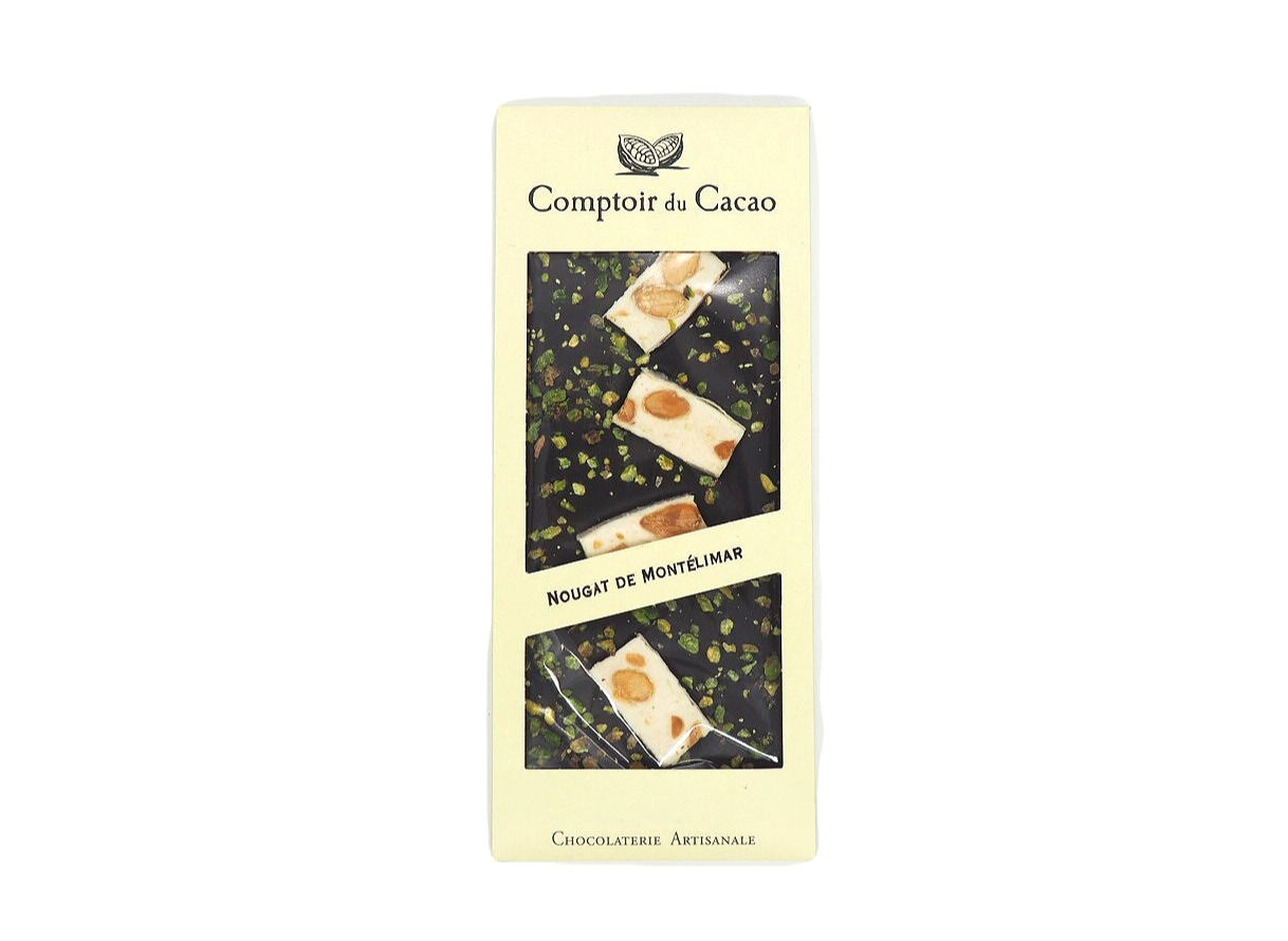Tablette gourmande Chocolat Noir Nougat de Montélimar & Pistaches - 90g