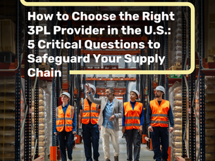 Five workers in orange safety vests tour a warehouse aisle while a man points ahead; text reads how to choose the right 3PL provider