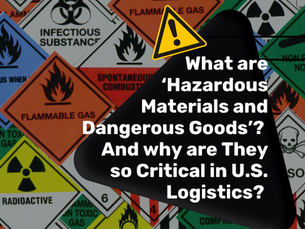 Collage of hazardous materials warning signs behind a black speech bubble asking, What are Hazardous Materials and Dangerous Goods?