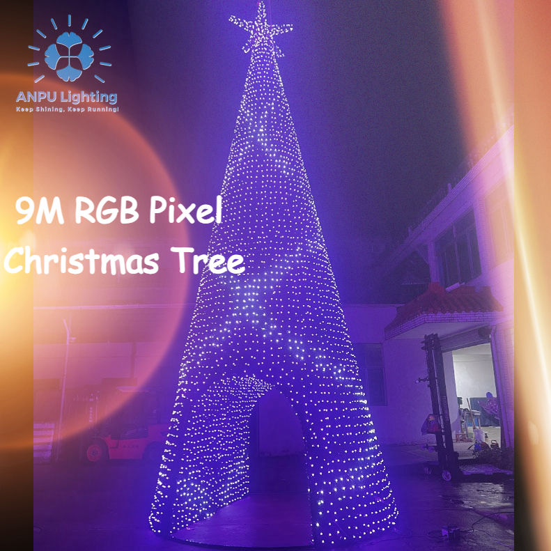 ANPU 9m RGB Pixel Christmas Tree with tunnel Manufacturer Supplier for Tourism Attraction