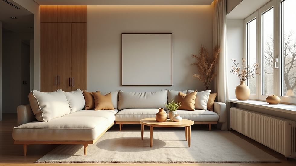 Eye-level view of a cozy living room designed for elderly comfort