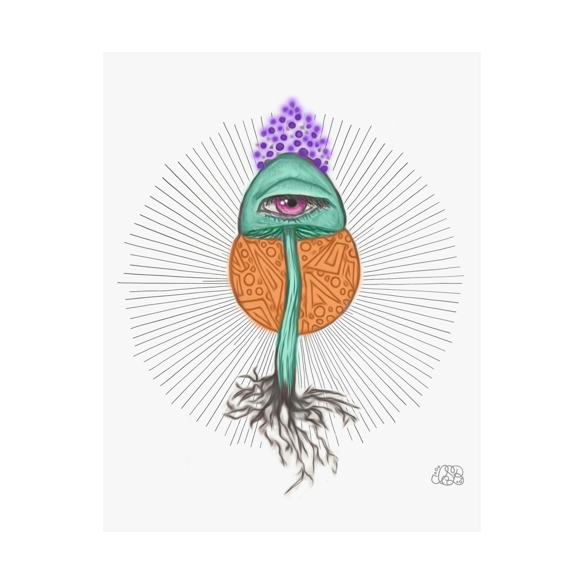 Colored Mystic Eye Mushroom Art Poster — Hand-Illustrated by Irie Sage