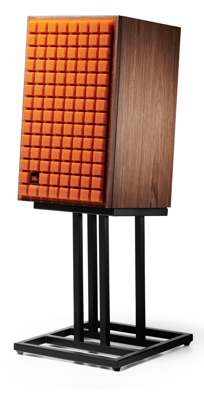 Thumbnail: JBL JS-80 stand supporting a classic JBL speaker, demonstrating its functionality and style in a home setting.